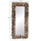 Miroir mural rectangulaire encadré en bois flotté de style côtier, 24"x52.5"