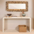 Miroir mural rectangulaire encadré en bois flotté de style côtier, 24"x52.5"