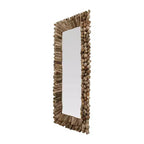 Miroir mural rectangulaire encadré en bois flotté de style côtier, 24"x52.5"