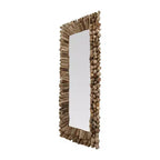 Miroir mural rectangulaire encadré en bois flotté de style côtier, 24"x52.5"
