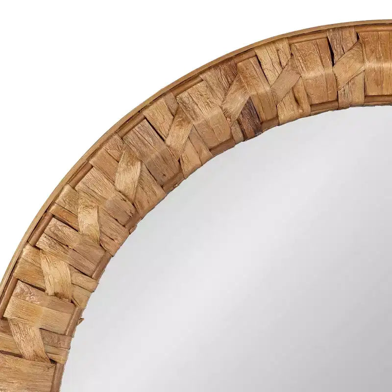 Miroir mural rond tressé marron rustique de 26 po