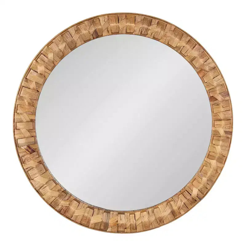 Miroir mural rond tressé marron rustique de 26 po