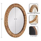 Miroir mural rond tressé marron rustique de 26 po