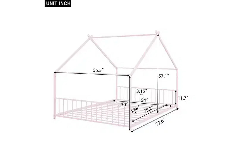 Cadre de lit double élégant au design unique en forme de maison