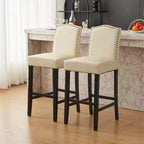 Lot de 2 tabourets de bar rembourrés contemporains en bois d'hévéa de 76 cm