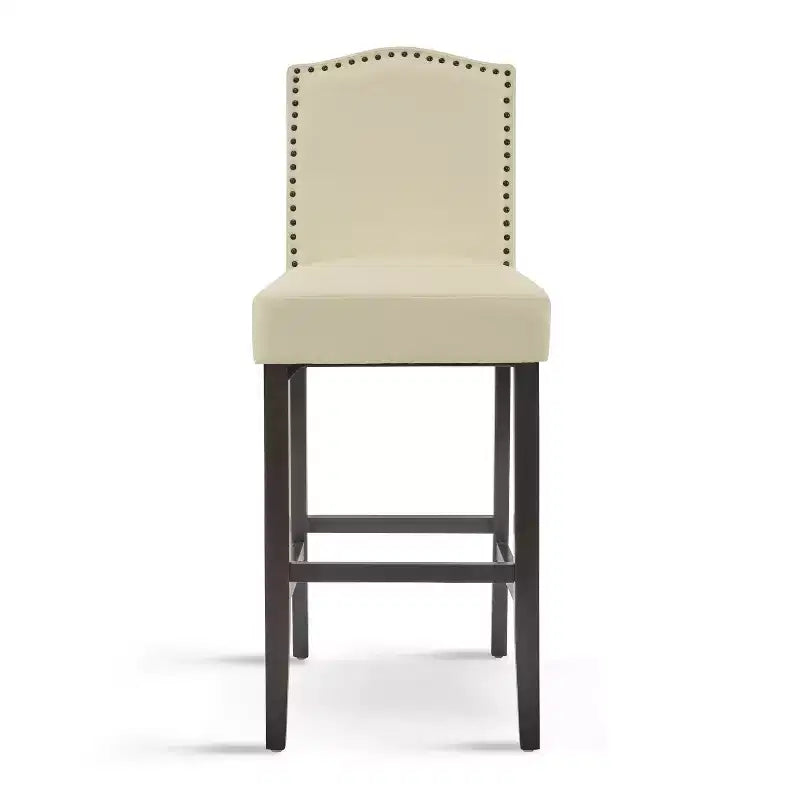 Lot de 2 tabourets de bar rembourrés contemporains en bois d'hévéa de 76 cm
