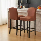 Lot de 2 tabourets de bar rembourrés contemporains en bois d'hévéa de 76 cm