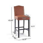 Lot de 2 tabourets de bar rembourrés contemporains en bois d'hévéa de 76 cm