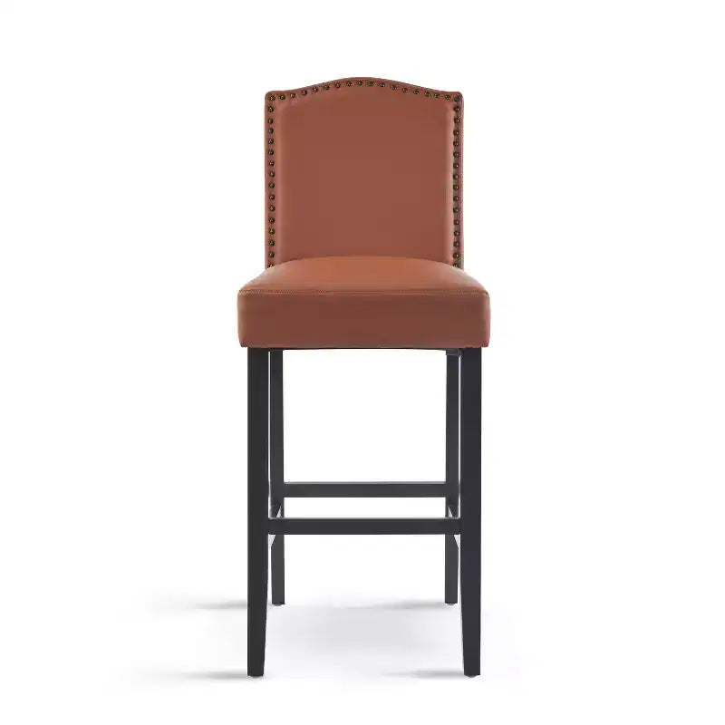 Lot de 2 tabourets de bar rembourrés contemporains en bois d'hévéa de 76 cm