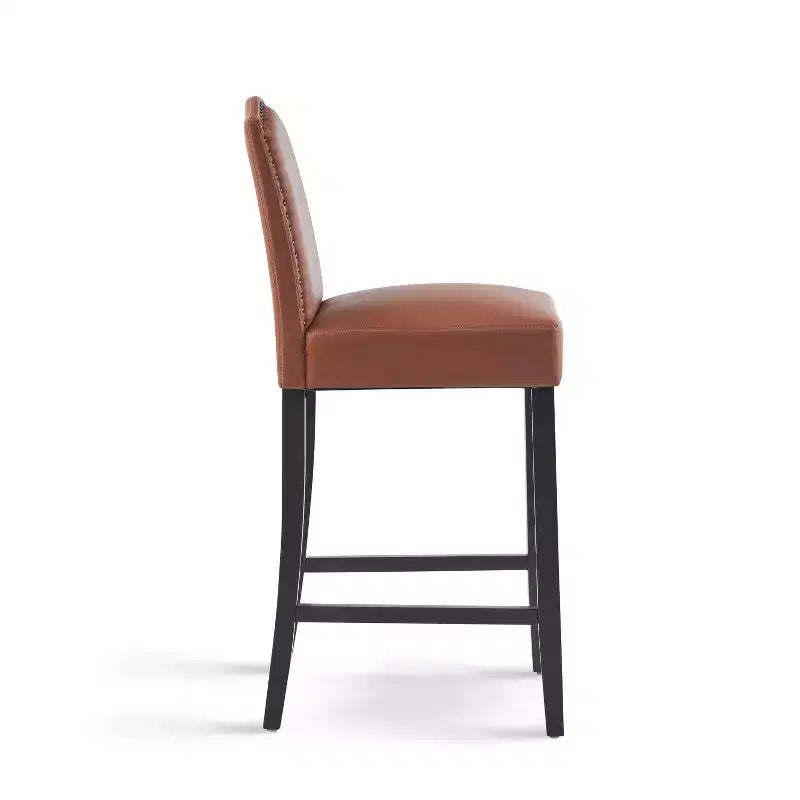 Lot de 2 tabourets de bar rembourrés contemporains en bois d'hévéa de 76 cm