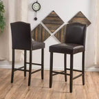 Lot de 2 tabourets de bar rembourrés contemporains en bois d'hévéa de 76 cm