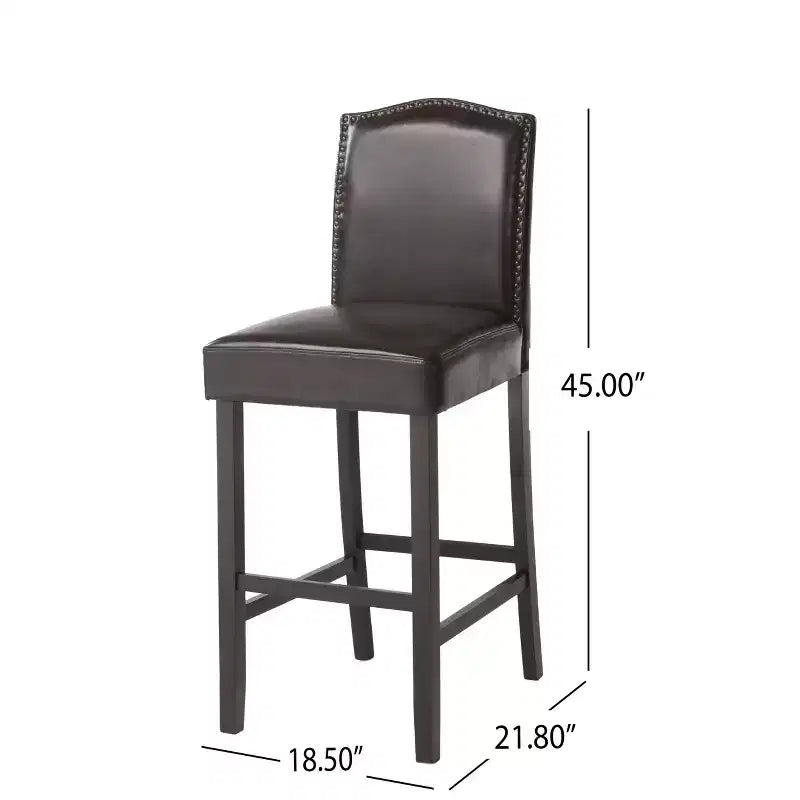 Lot de 2 tabourets de bar rembourrés contemporains en bois d'hévéa de 76 cm