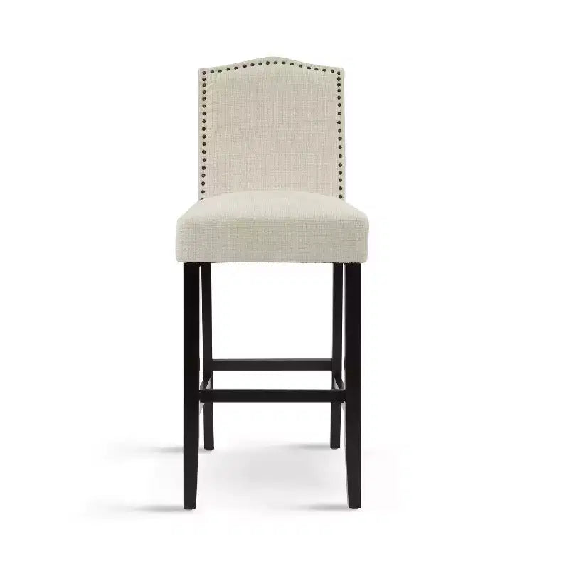 Lot de 2 tabourets de bar rembourrés contemporains en bois d'hévéa de 76 cm