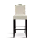 Lot de 2 tabourets de bar rembourrés contemporains en bois d'hévéa de 76 cm