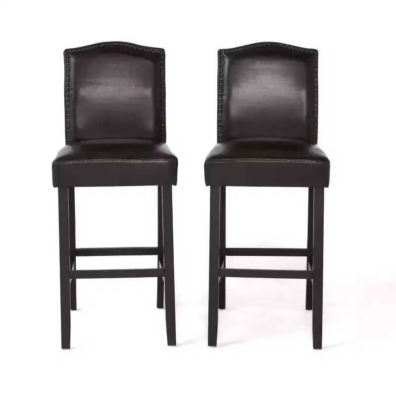 Lot de 2 tabourets de bar rembourrés contemporains en bois d'hévéa de 76 cm