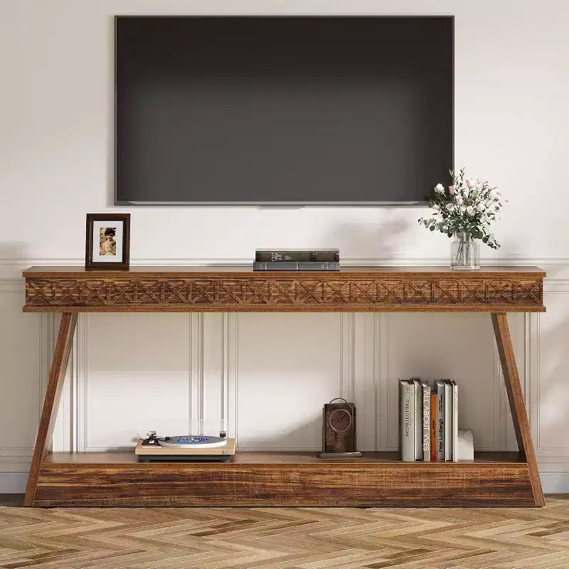Console de ferme à 2 niveaux extra longue de 180 cm avec rangement