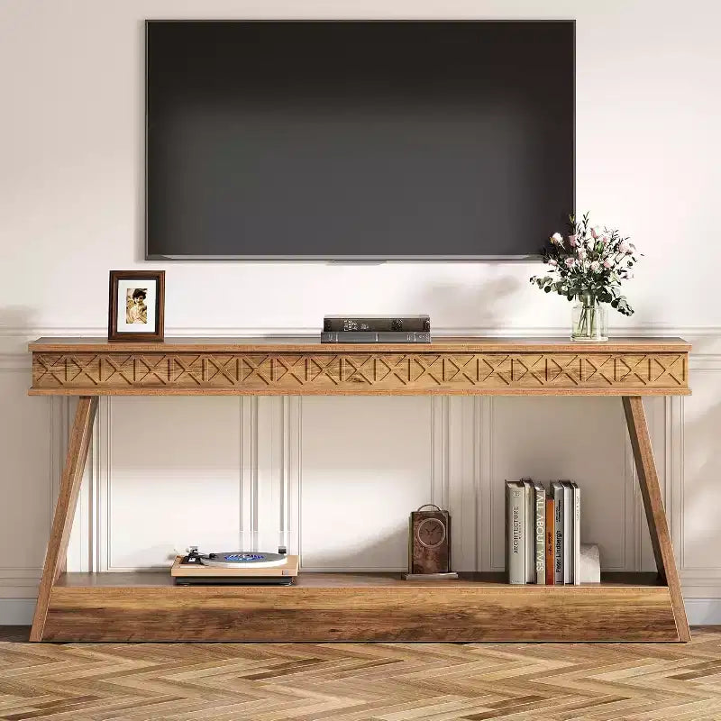 Console de ferme à 2 niveaux extra longue de 180 cm avec rangement