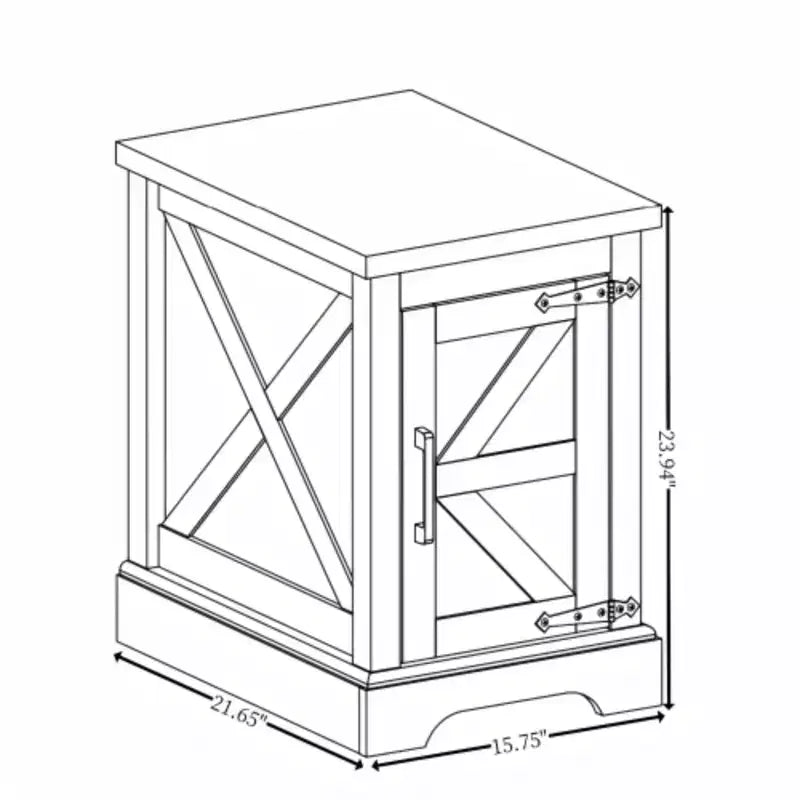 Table d'appoint de ferme rectangulaire avec porte de grange et étagère réglable