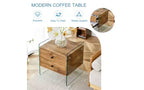 Table de chevet en verre avec tiroir en bois
