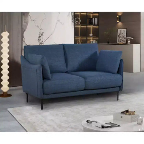 Versatile 2-Seater Sofa: Perfect for Primary Living Spaces, Bedrooms, and Offices, Includes 2 Pillows and Metal Legs.