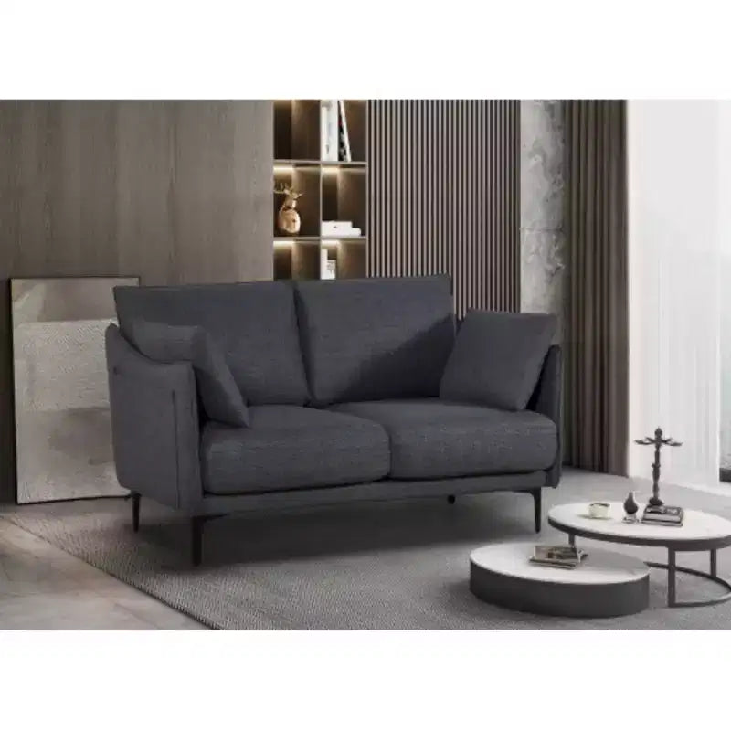 Canapé 2 places avec 2 coussins et pieds en métal – Pour salon ou bureau