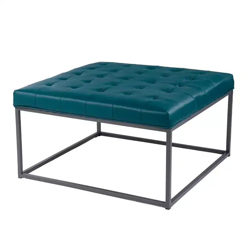 Pouf de cocktail tapissé bleu