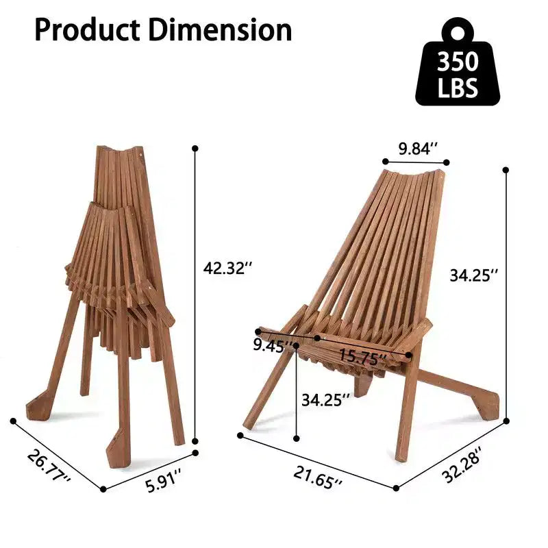 Chaise pliante de patio en bois marron