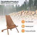 Chaise pliante de patio en bois marron