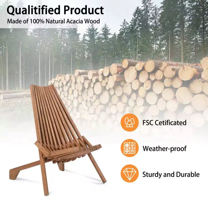 Chaise pliante de patio en bois marron