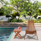 Chaise pliante de patio en bois marron