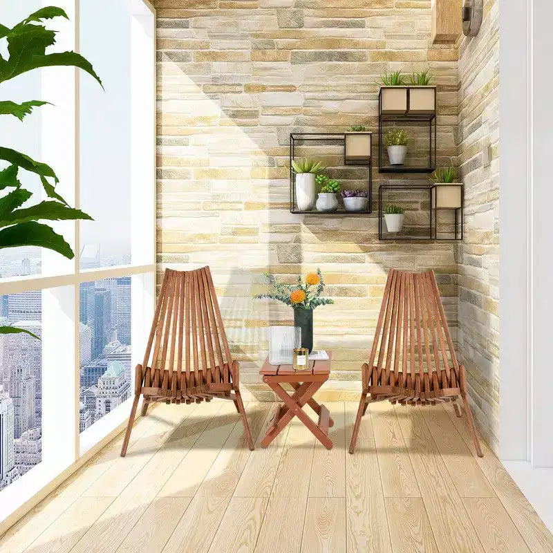 Chaise pliante de patio en bois marron