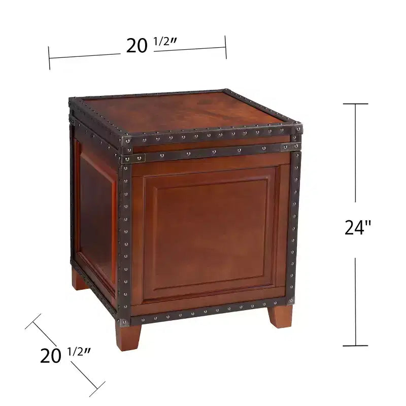 Table d'appoint de coffre marron avec rangement