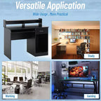 Bureau de jeu multifonctionnel avec tiroirs et plateau pour clavier – Noir