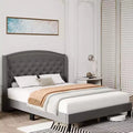 Upholstered Platform Bed Frame with Wingback Headboard, Soft Velvet and Button Tufted Design, Wood Slat Support, Easy Assembly