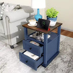 Dyonery Nightstand 18 White End Table with Charging Station Rustic Wood Tall Bedside Table