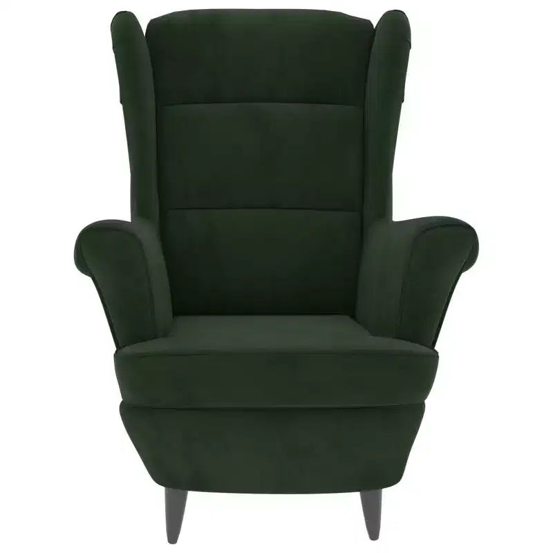 Fauteuil d'appoint en velours vert foncé – Cadre en contreplaqué