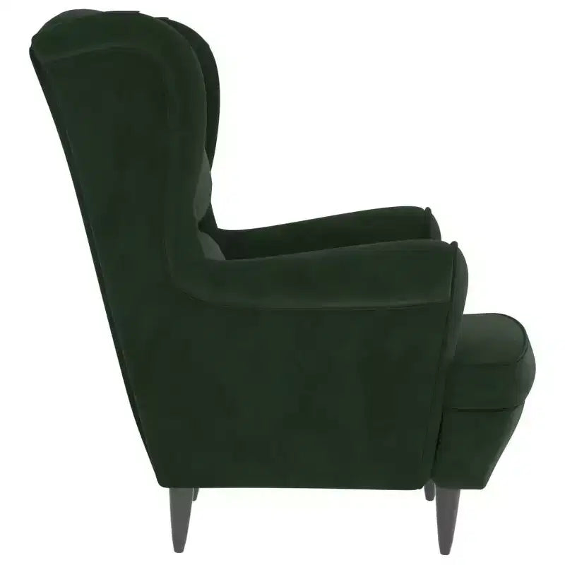 Fauteuil d'appoint en velours vert foncé – Cadre en contreplaqué