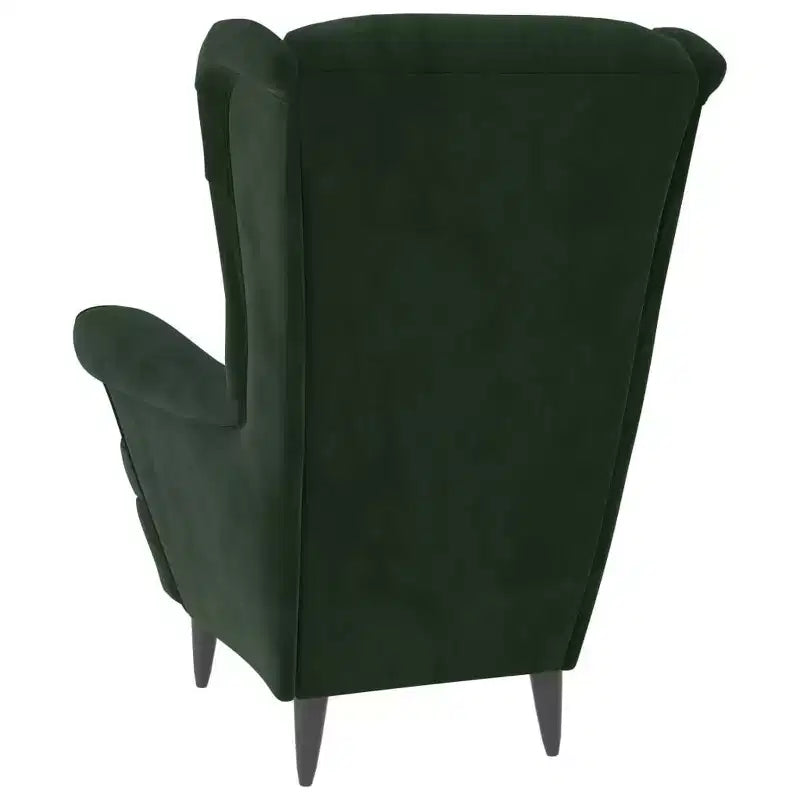 Fauteuil d'appoint en velours vert foncé – Cadre en contreplaqué
