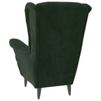 Fauteuil d'appoint en velours vert foncé – Cadre en contreplaqué