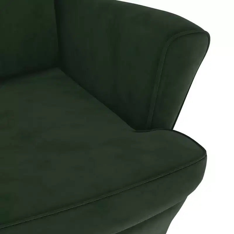 Fauteuil d'appoint en velours vert foncé – Cadre en contreplaqué