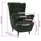 Fauteuil d'appoint en velours vert foncé – Cadre en contreplaqué