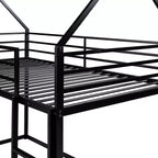 Lit superposé cabane en métal, deux places, avec échelle intégrée et garde-corps de sécurité