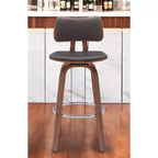 Chaise de bar pivotante de 30 po en similicuir marron à dossier bas