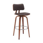 Chaise de bar pivotante de 30 po en similicuir marron à dossier bas