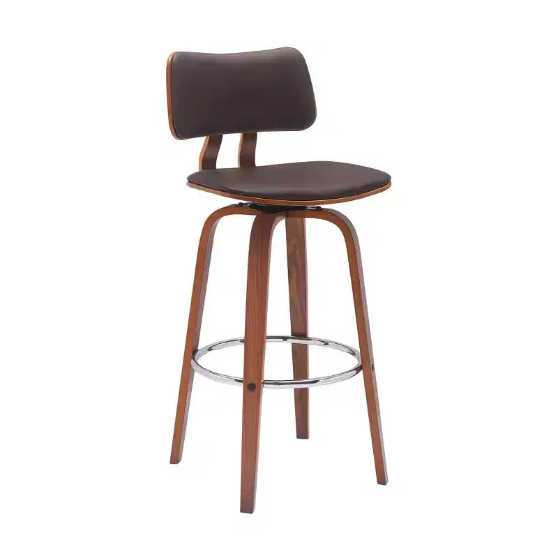 Chaise de bar pivotante de 30 po en similicuir marron à dossier bas
