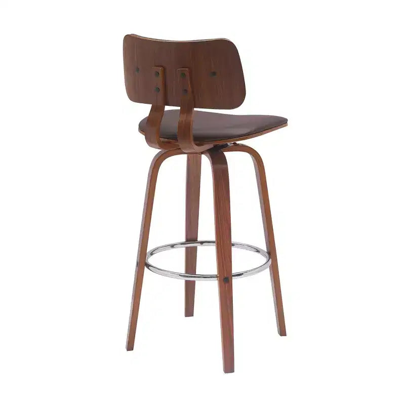 Chaise de bar pivotante de 30 po en similicuir marron à dossier bas