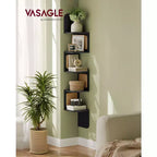 Étagère d'Angle Murale Zigzag 5 Niveaux en Rotin PVC – Style Bohème