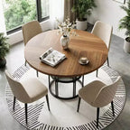 Table à manger ronde de 47" pour 4 à 6 personnes avec étagère de rangement et cadre en métal