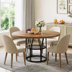 Table à manger ronde de 47" pour 4 à 6 personnes avec étagère de rangement et cadre en métal