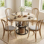 Table à manger ronde de 47" pour 4 à 6 personnes avec étagère de rangement et cadre en métal